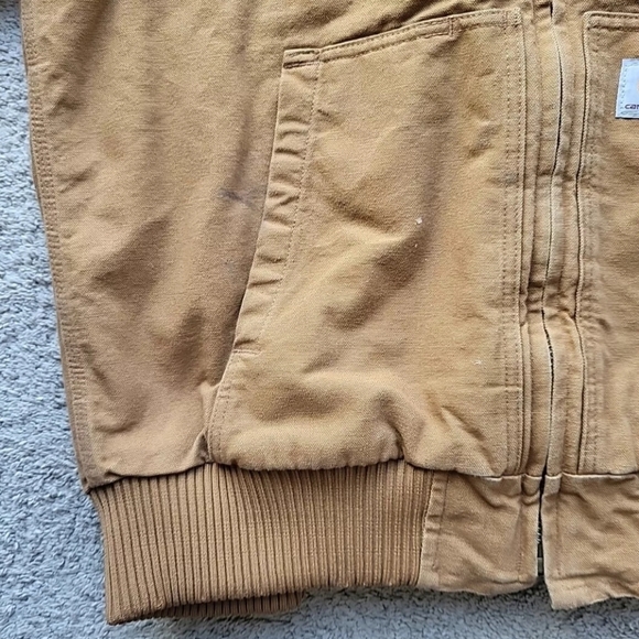 Vintage Carhartt J130M Active Jacket Men Large Tan Work Hoodie Quilt Lined Duck - Picture 6 of 16